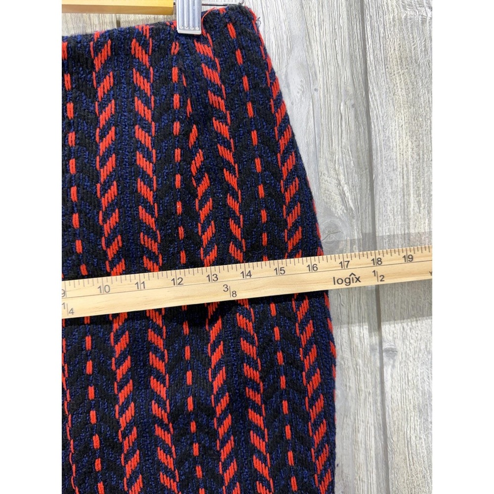 Gracia Textured Knit Mini Skirt Orange Navy Blue Chevron Pencil Skirt Lined - Picture 9 of 14
